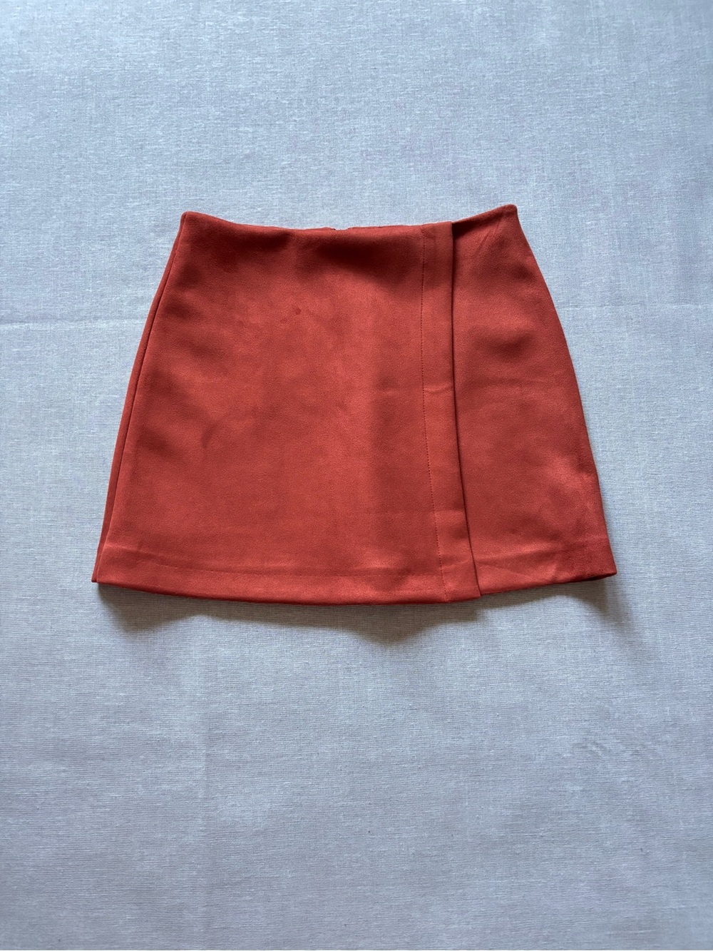 Gianni Bini NWT rust orange faux wrap mini moto skirt fall vegan suede size 2